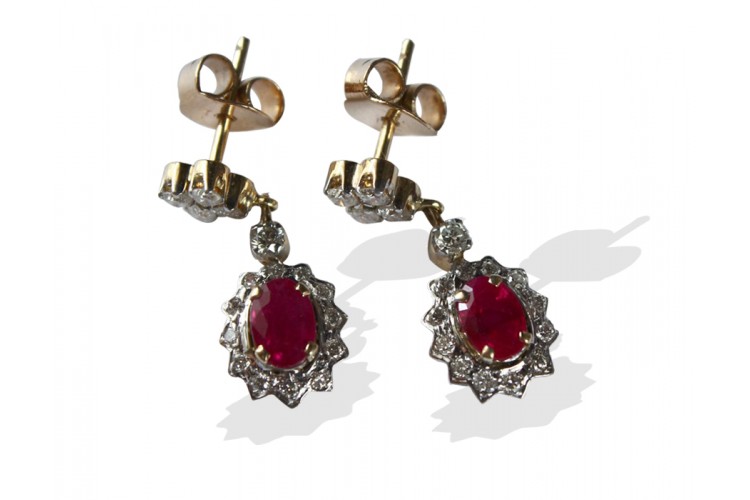 Ruby & Diamond Earring in 14k
